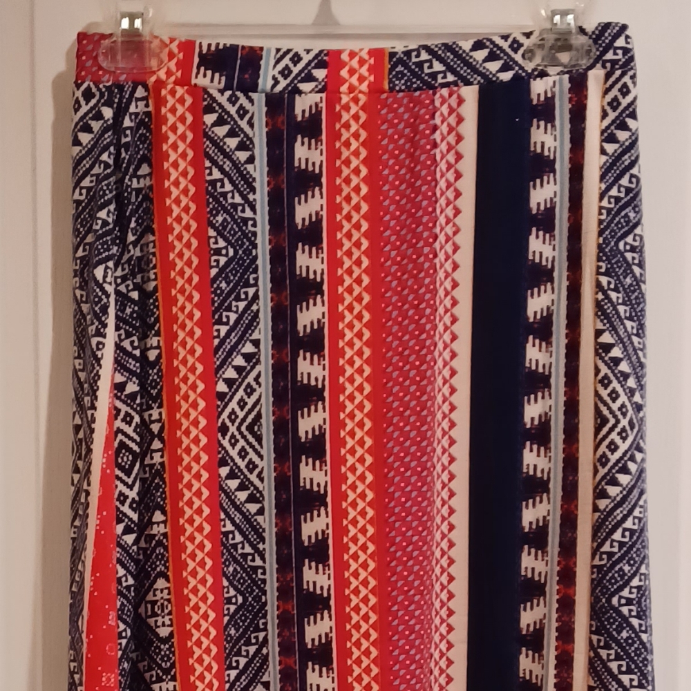 LILY STAR SKIRT SIZE S MULTICOLOR TRIBAL PRINT PULL-ON ELASTIC BAND MAXI SKIRT